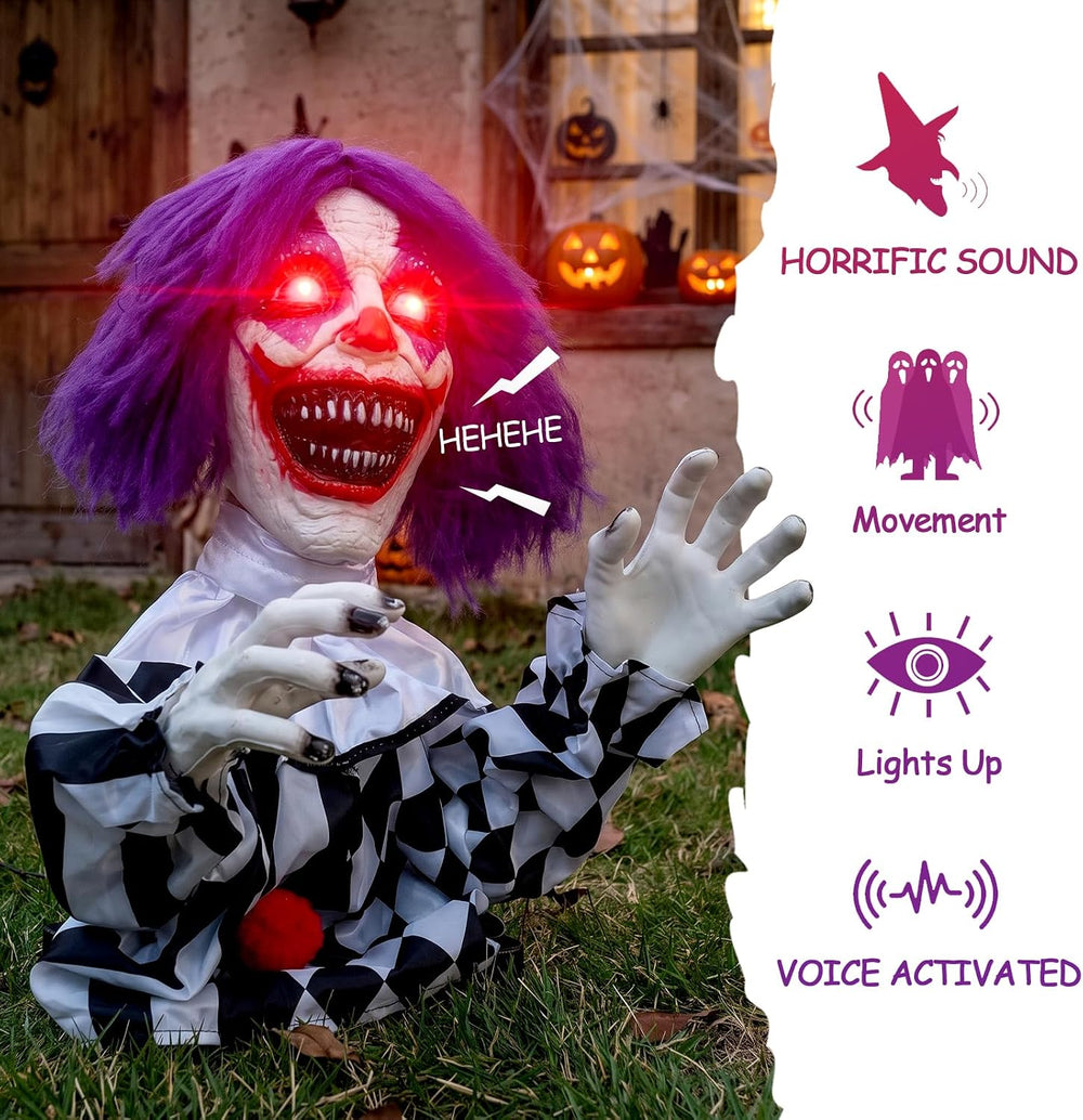 Halloween Skeleton Decor Decorations Outdoor Animated Scary Clown