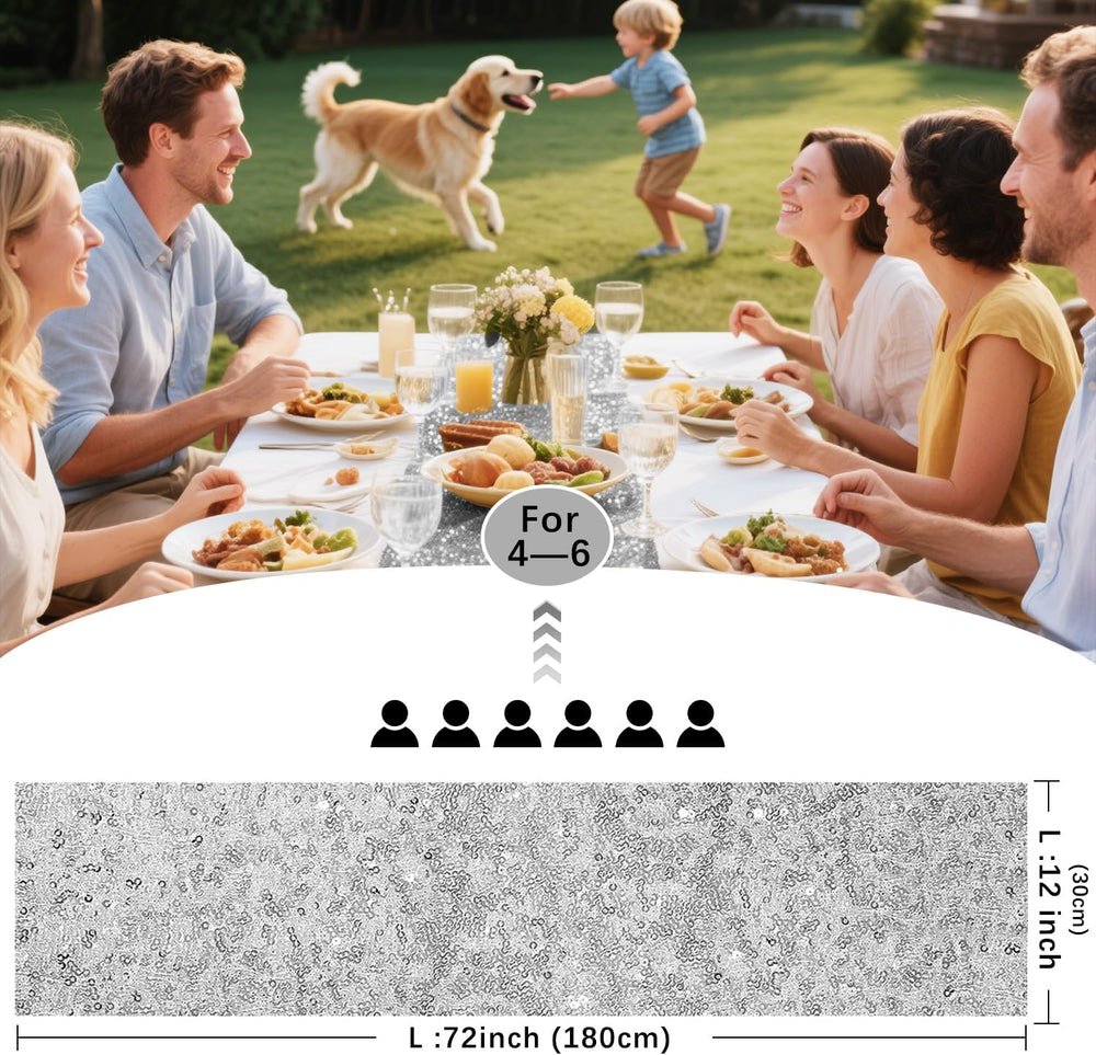 10 Packs 12 x 72 inches Silver Sequin Table Runner