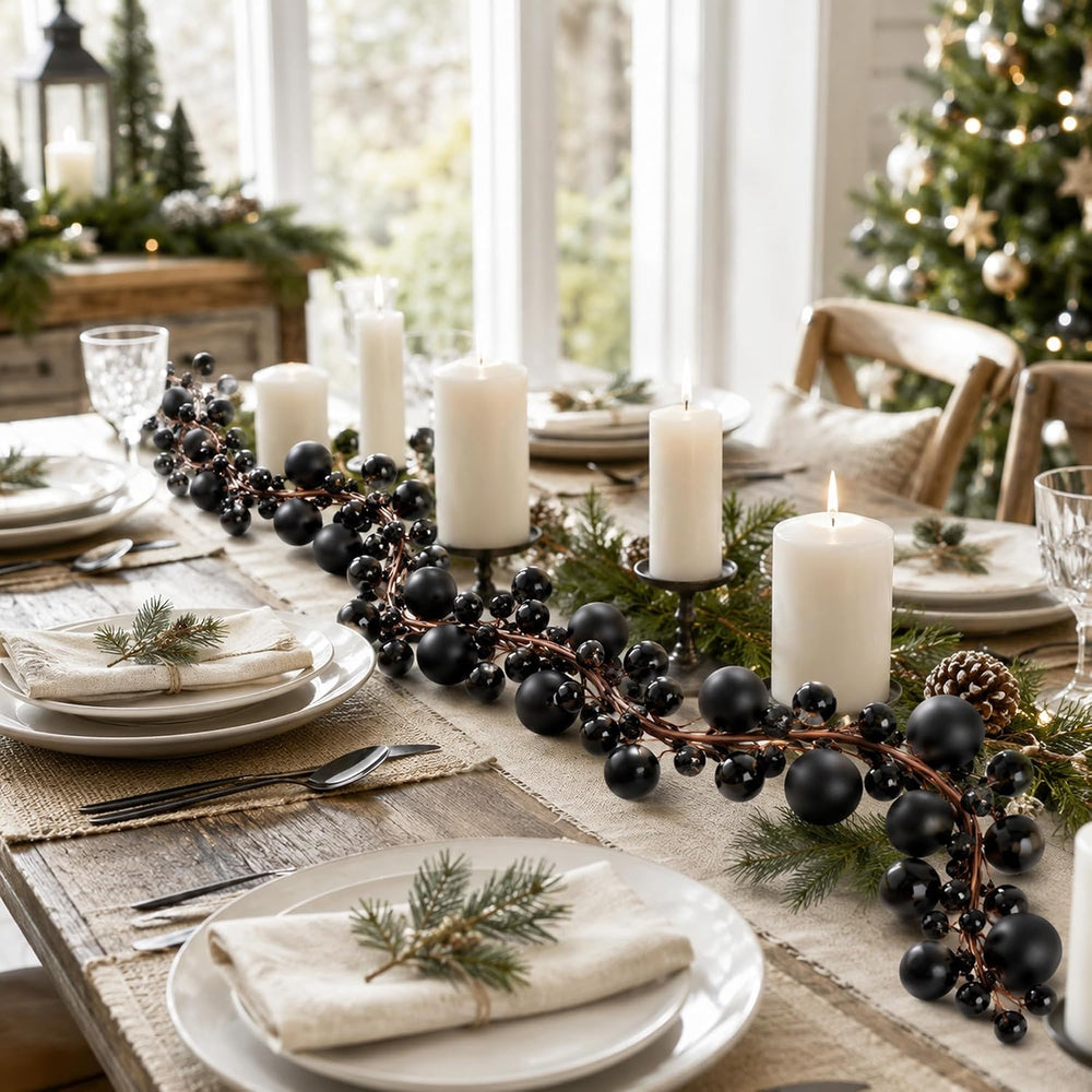 12ft Black Christmas Ball Garland Ornaments, Gothic Christmas Trees Garland