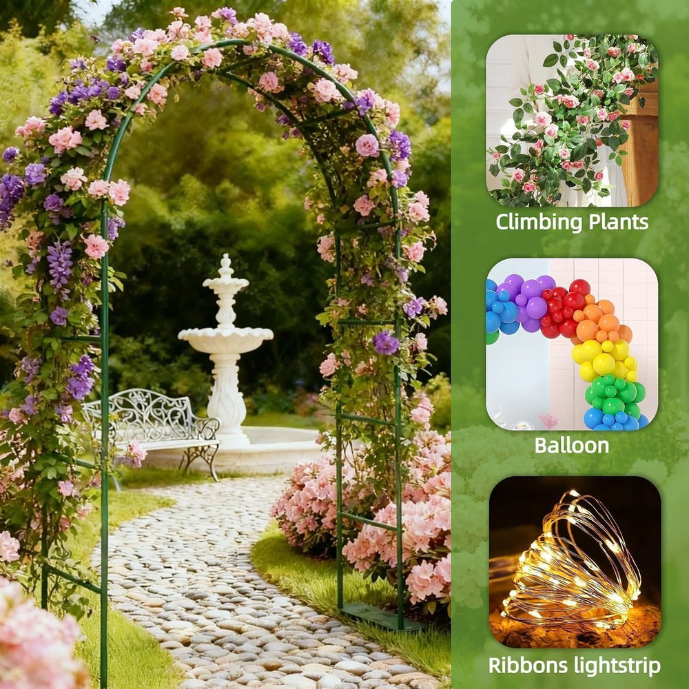 Thickened Metal Garden Arch with Detachable Base, 16mm Rust-Resistant Archway...