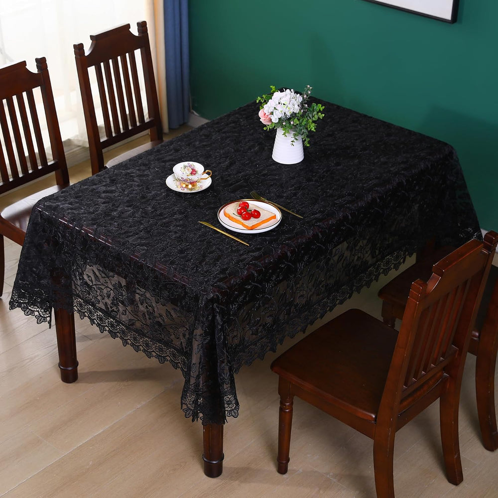 Black Table Cloth Rectangle Lace Tablecloth Farmhouse Picnic Table Cover