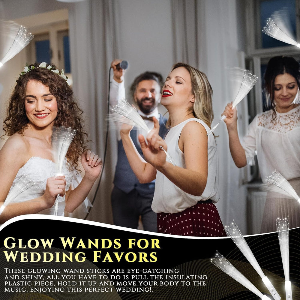 200 Pcs White Fiber Optic Wands Bulk, 10 Inch LED Glow