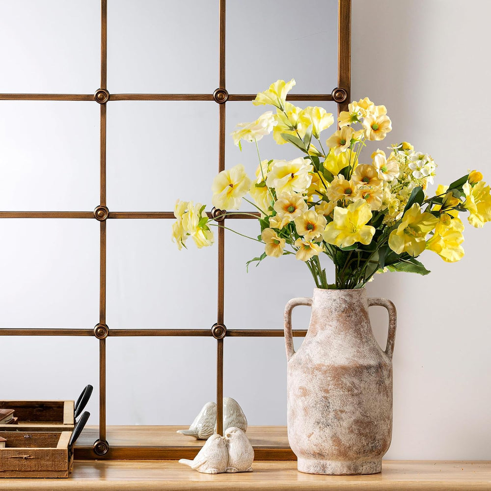 Mitt&Ditt Ceramic Flower Vase with Handles, 11 inch Tall Vase for Centerp...