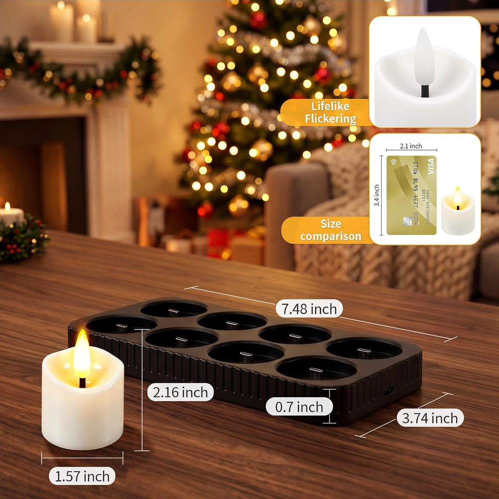 Rechargeable Flameless Candles with Remote Timer & Charging Base