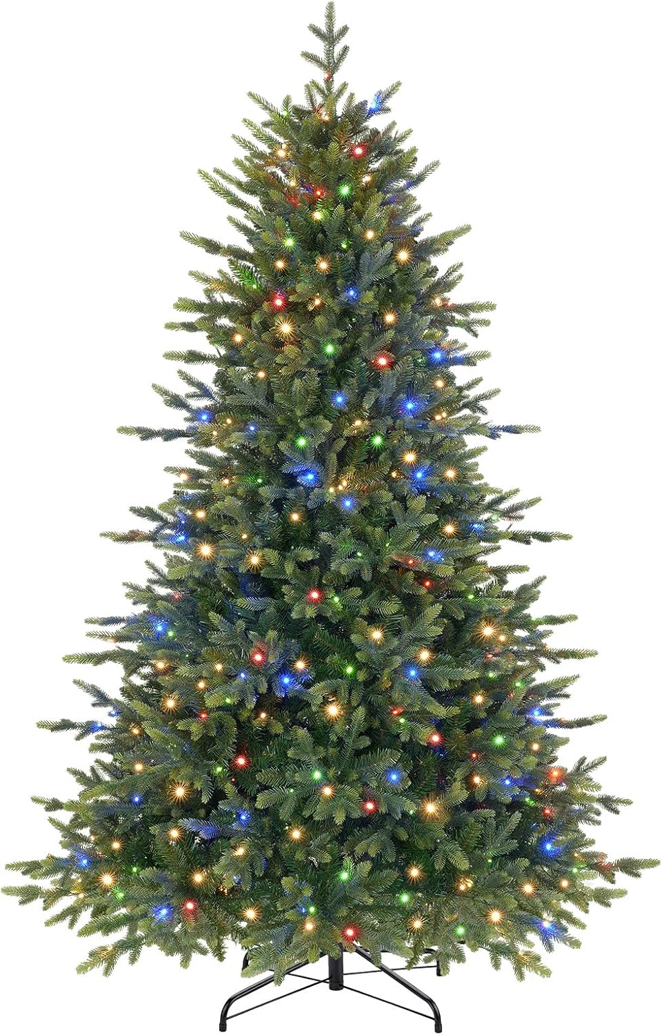 SHareconn 7ft Prelit Artificial Fir Christmas Tree with Dual Color Lights