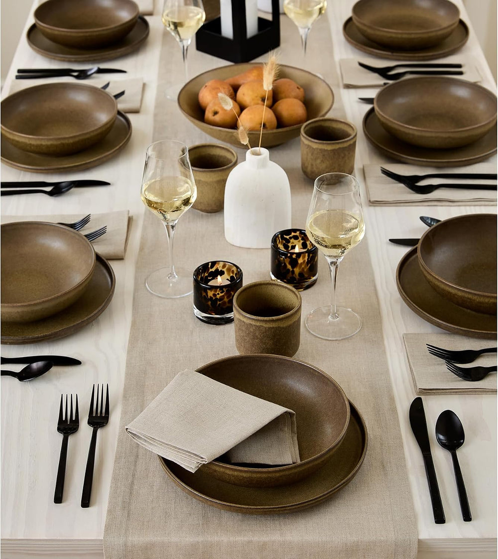 Solino Home 100% Pure Linen Table Runner Natural Long, Fete 14 x 108 in