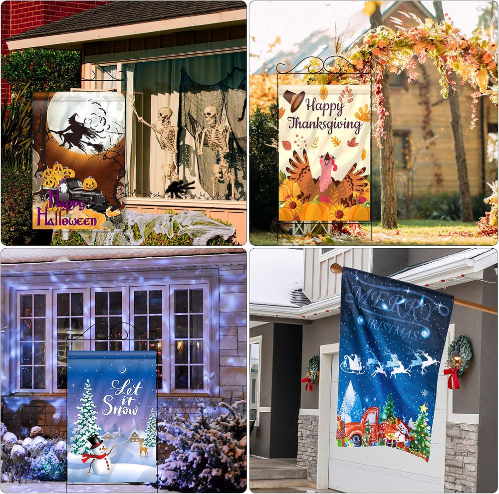 12 Pack Seasonal Yard Flags 28x40 in Double Sided Fall Holiday