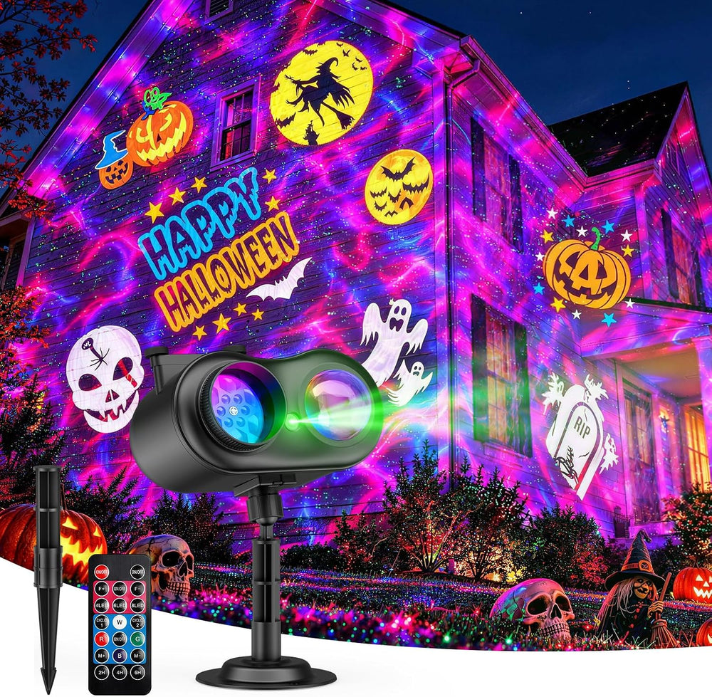 Halloween Projector Outdoor, 20 Slides, Firefly & Ocean Wave Lights