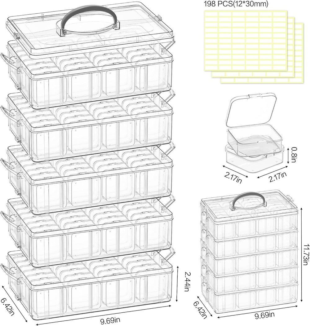 Bead Organizer Box, 5-Tier Stackable 140 Pcs Craft Storage Boxes