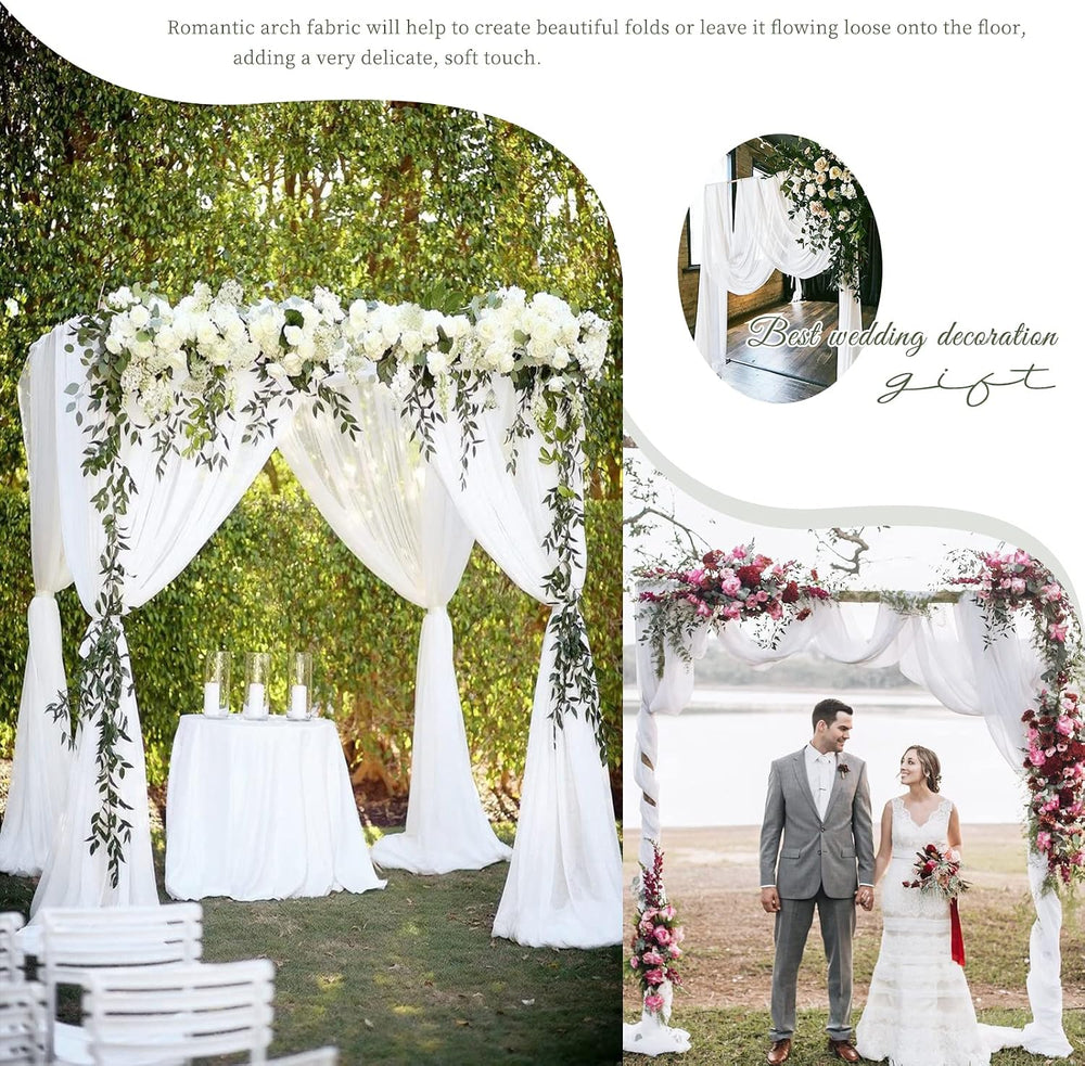 Showgeous Wedding Arch Draping Fabric White Chiffon Fabric Drapes
