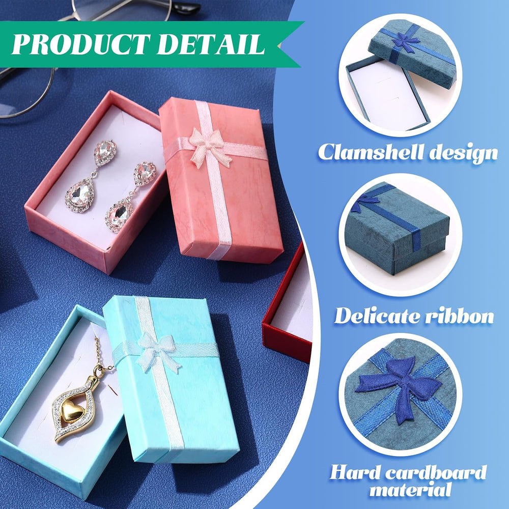 Batiyeer 240 Pcs Small Jewelry Ring Earring Bulk Gift Box with Ribbon Bow