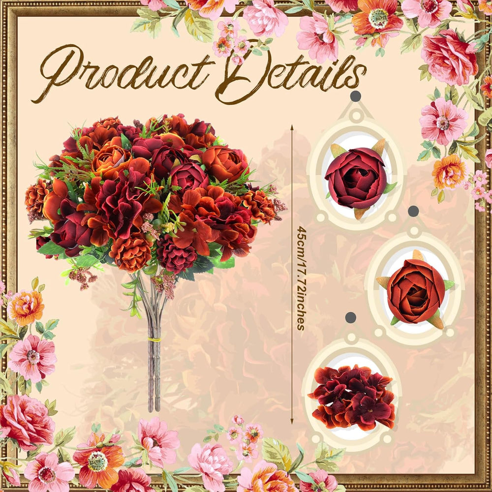 XunYee 12 Bundles Fall Thanksgiving Burnt Orange Terracotta Flowers Bulk