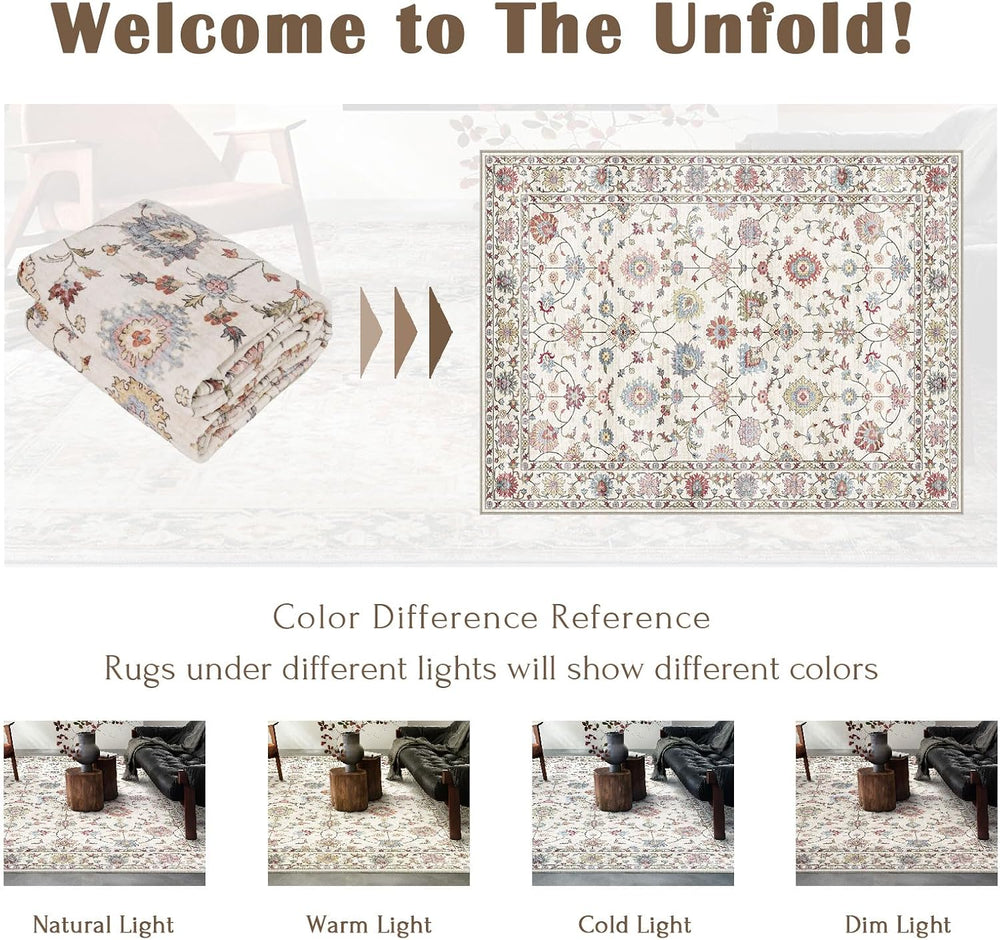 LUXRUG Kitchen Runner Rugs Non Skid Washable - 2.5x8ft Long Cream Colorful