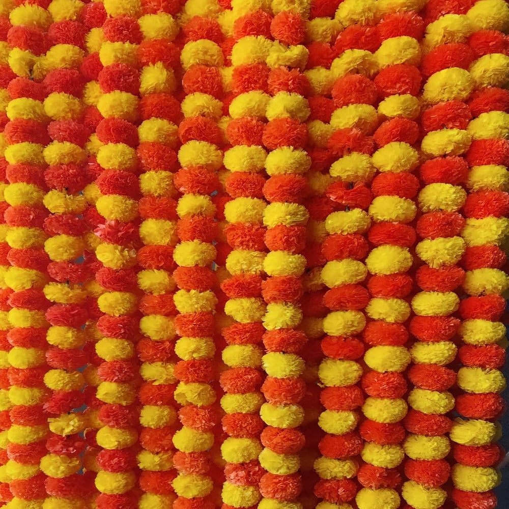 10 PC 5 ft Artificial Marigold Garland for Diwali Decor Multi