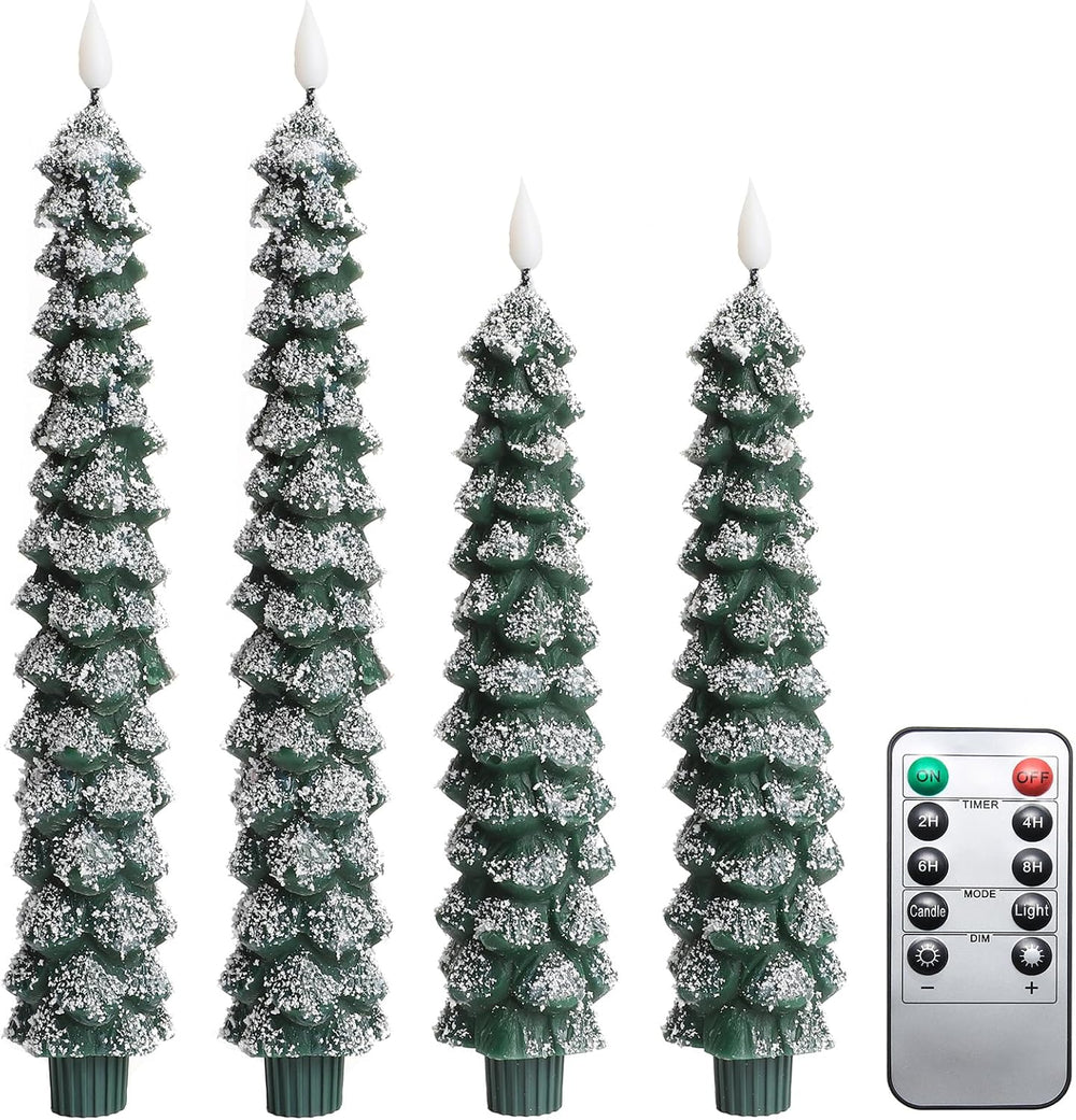 Christmas Decorations, Christmas Tree Flameless Taper Candles with Remote