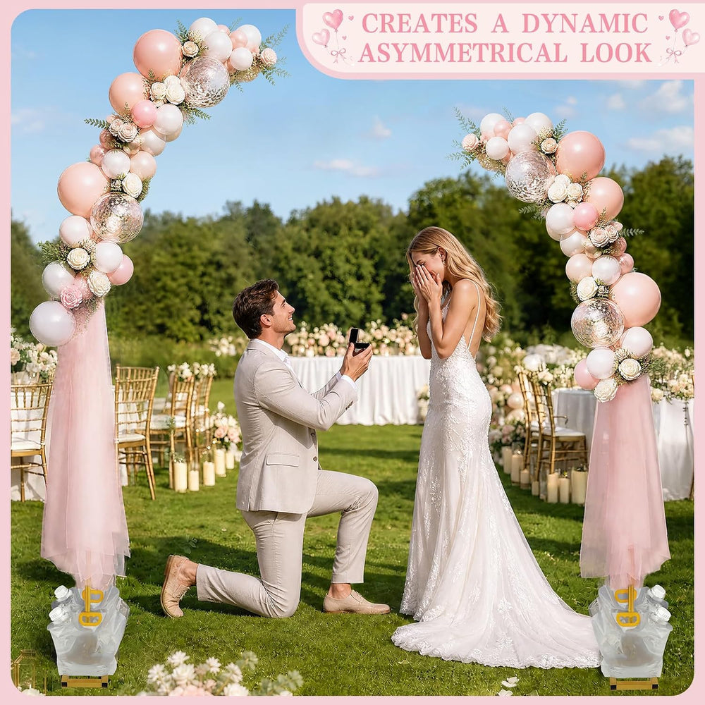 RELBRO Half Balloon Arch Backdrop Stand with Base, 7.2 x 5.9 Feet, Gold