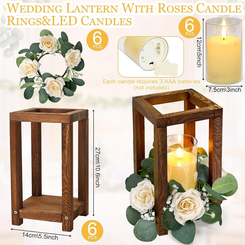 18 Pcs Wooden Lantern Centerpiece