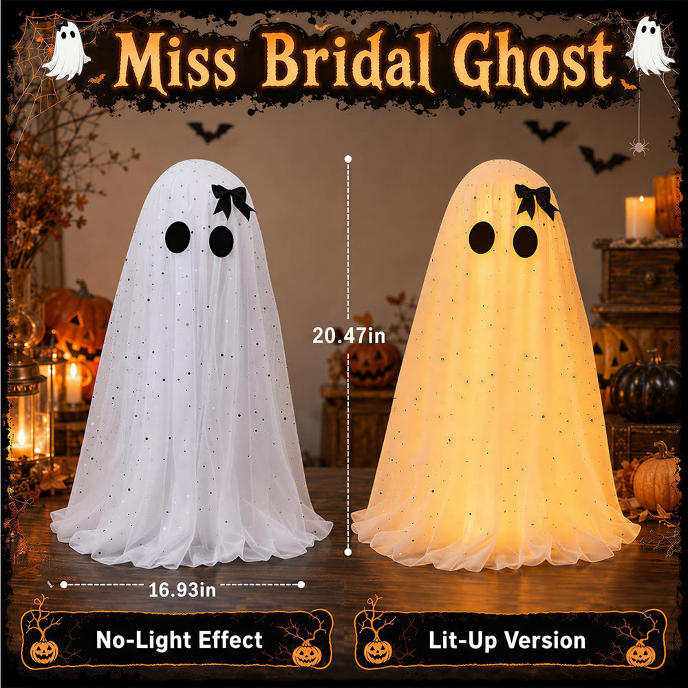 2 Pack Halloween Decorations Indoor & Outsoor, Spooky Light Up Ghost with...