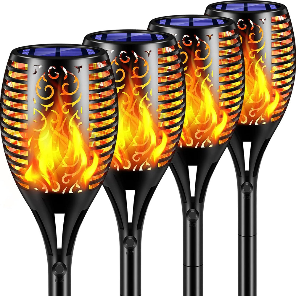 TomCare Flickering Flame Solar Torch Lights Outdoor, 43" Tall, 4 Pack
