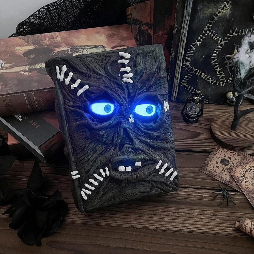QEQEKAKA Halloween Decorations Indoor Spell Book Blink Motion Activated