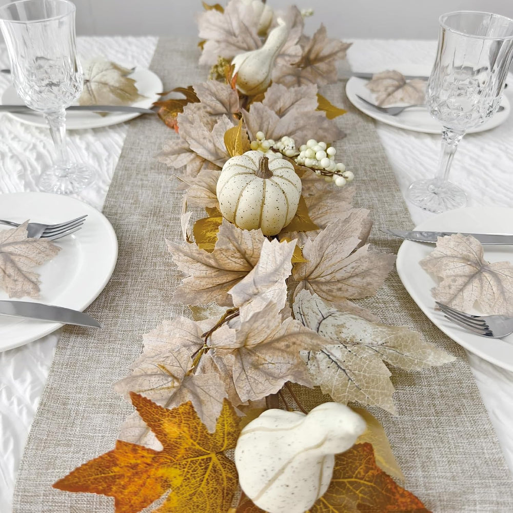 6Ft Fall Decorations for Home Fall Garland with Lights Fake Pumpkin Berry