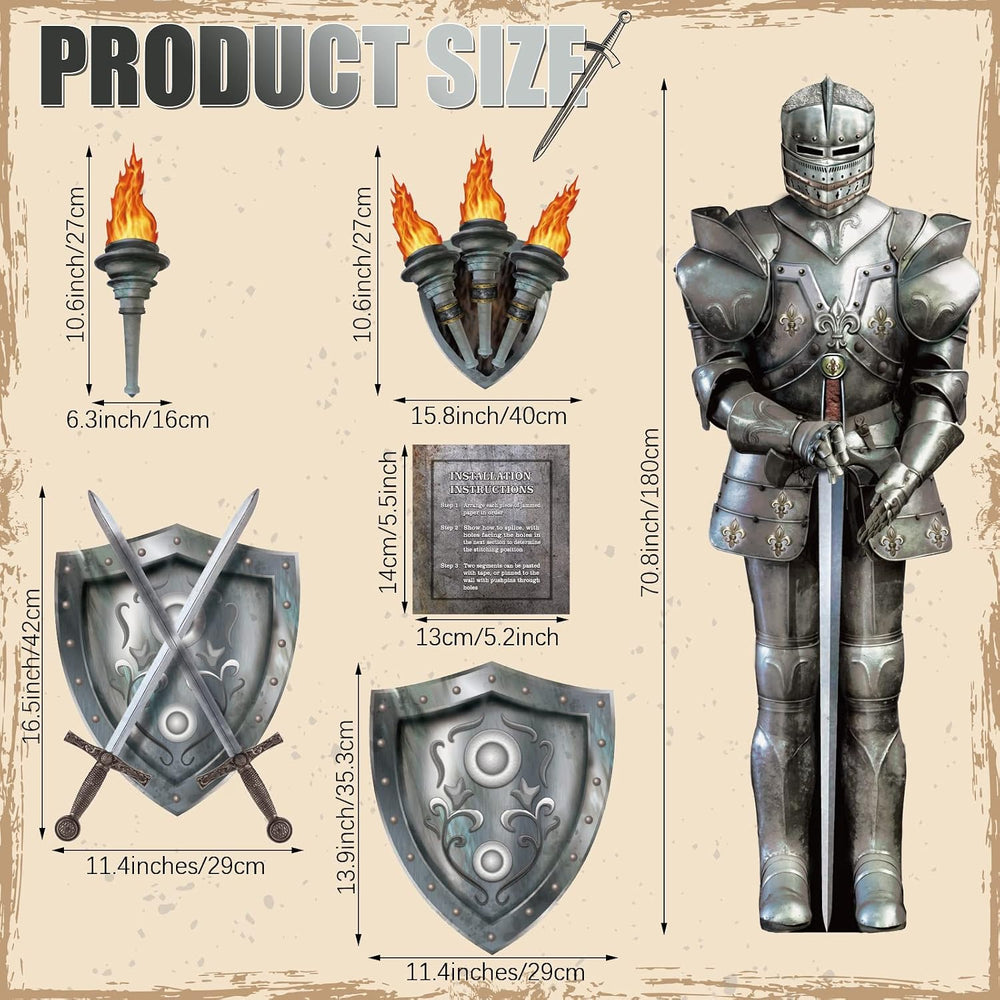 Honoson 20 Pcs Medieval Party Decorations 6 Feet Knight Castle Decorations