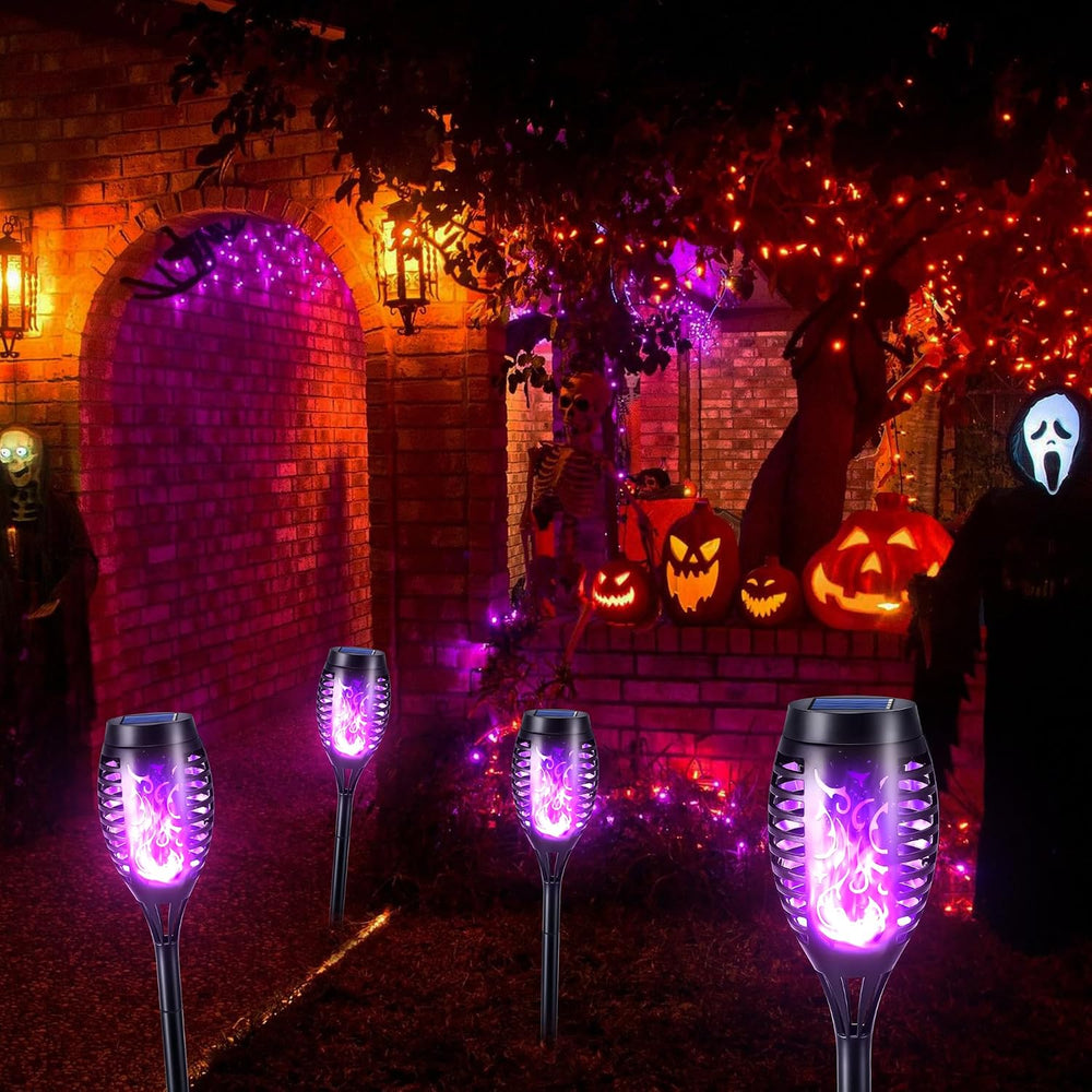 Toodour Solar Torch Flame Lights, 12 Pack Solar Halloween Lights Outdoor