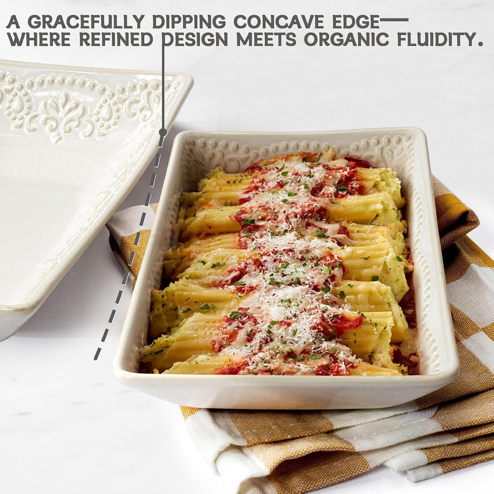 Artena Appetizer Plates Set of 4, 8.25" Embossed Ceramic Rectangular Des...