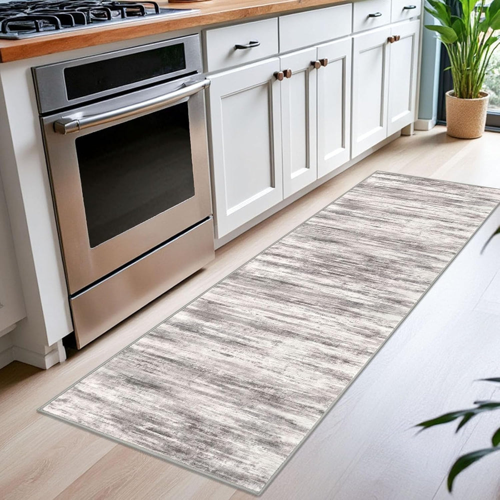 KOZYFLY Modern Kitchen Runner Rug 2x6 Washable Rug Runner Stone Gray