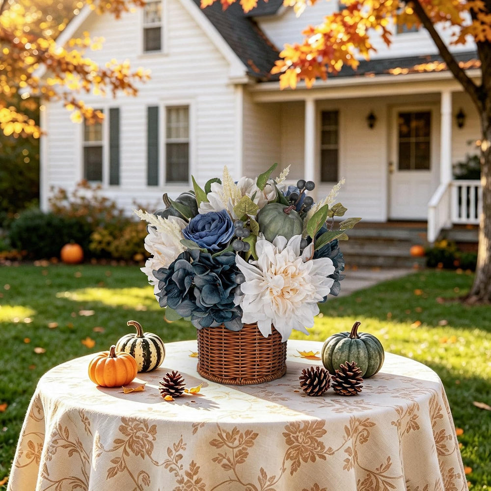 Hollyone 13.8" Fall Flowers Arrangement in Baskets Pot Outdoor Indoor Fa...
