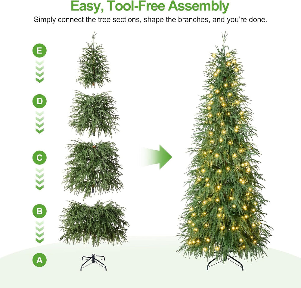 7ft Norfolk Pine Artificial Christmas Tree with Lights