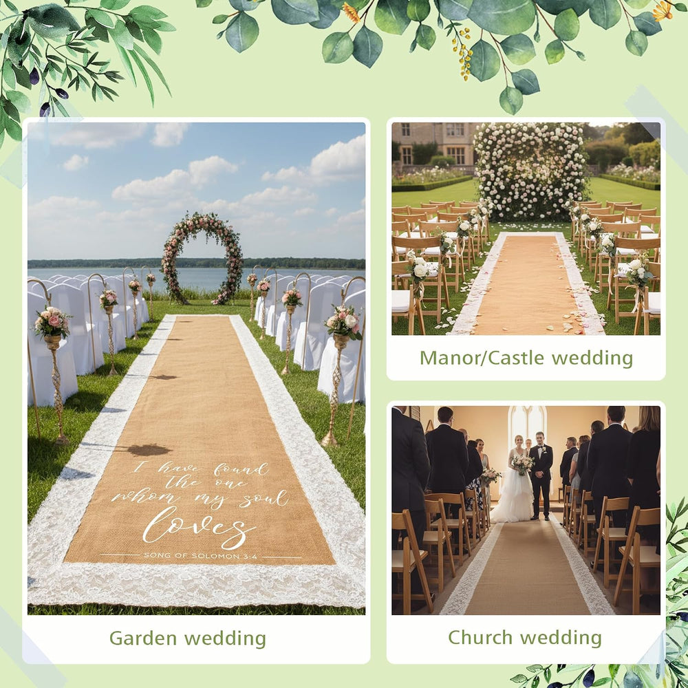 15 Ft x 36 in Aisle Runner for Wedding Ceremony,Natural Burlap Wedding Aisle ...