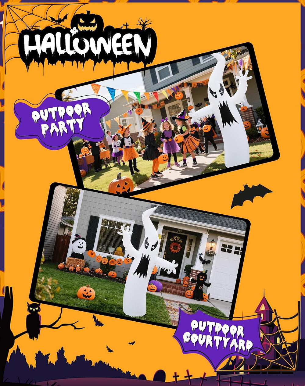 8.7FT Halloween Inflatable Ghost Outdoor Decoration, Scary Yard Decor with LE...