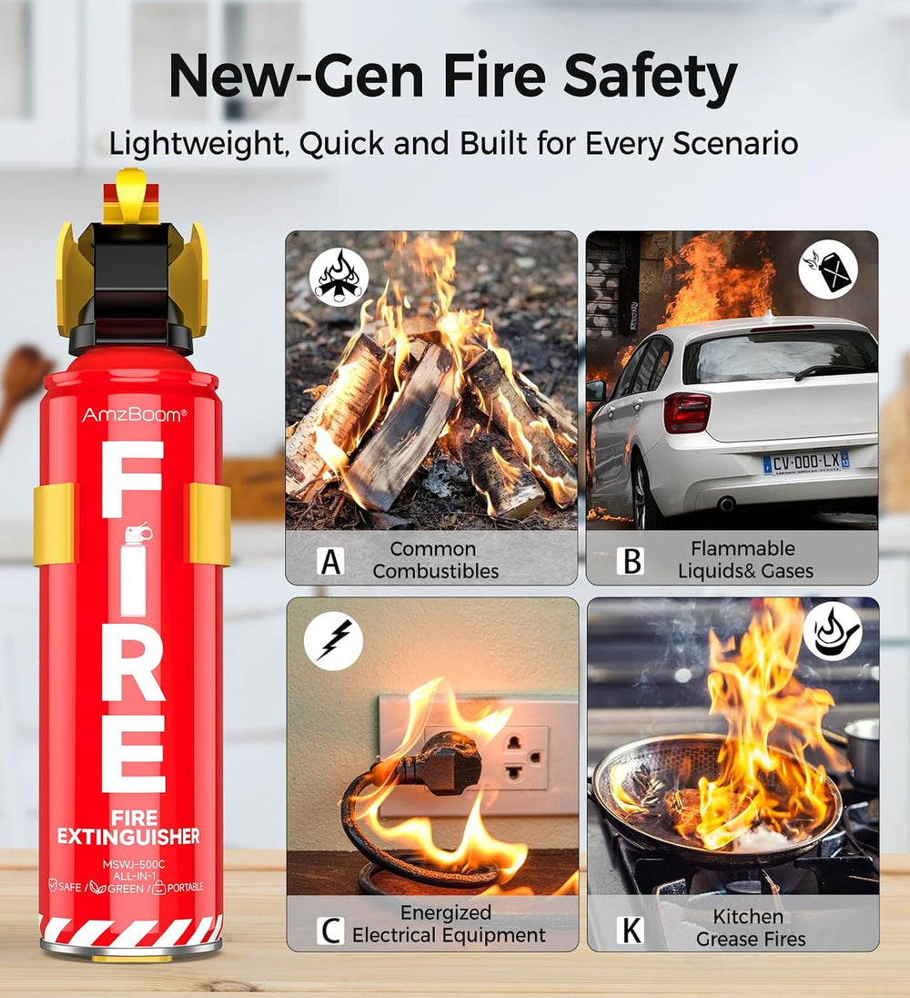 AmzBoom Fire Extinguishers Water-based for Home Kitchen, Car, & Boat 3 Pa...