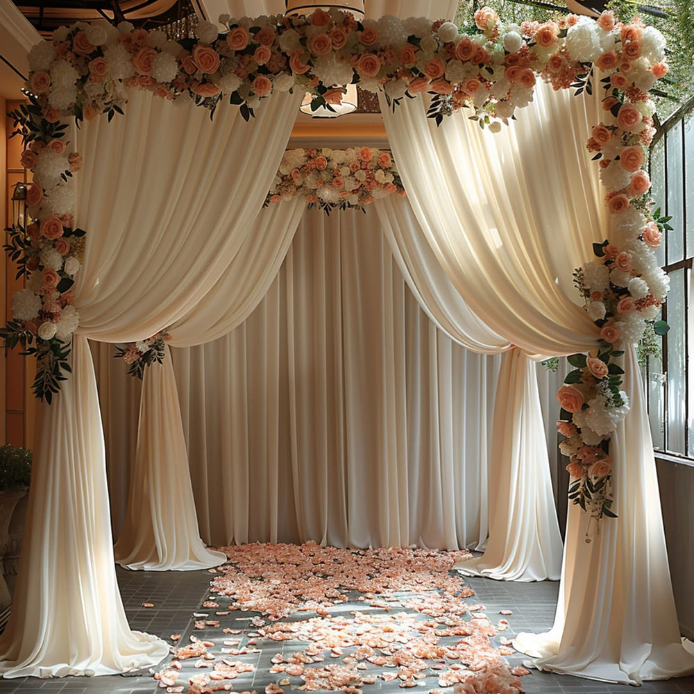 20x10ft Wrinkle Free Ivory Backdrop Curtain for Parties Soft Fabric Drapes We...