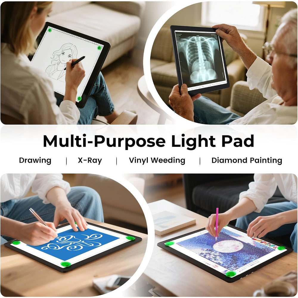 Bawaslom Rechargeable A4 LED Diamond Painting Light Board for Tracing,Black
