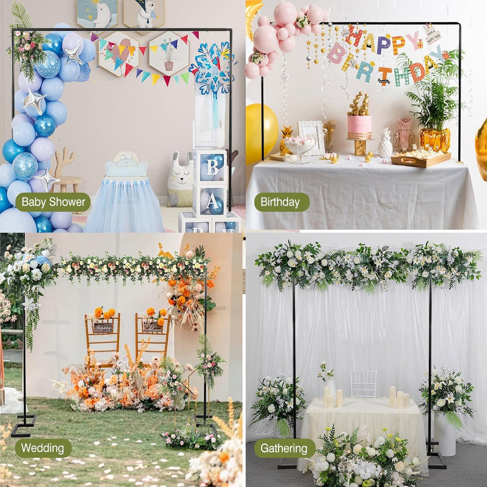 8.2FT x 8FT Square Backdrop Stand Heavy Duty Black Wedding Arch with Clamps