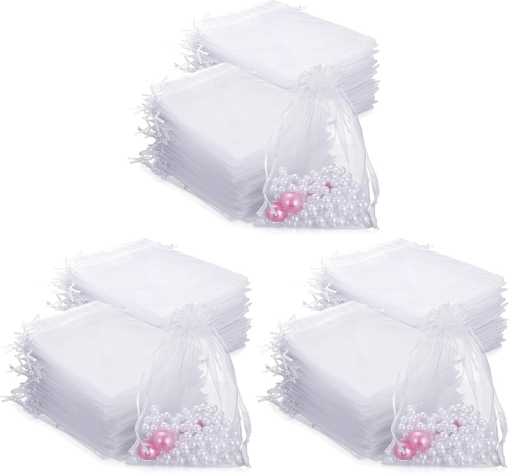 500 Pcs White Organza Bags 5 x 7 Inch Jewelry Gift Bags Small Mesh Drawstring...