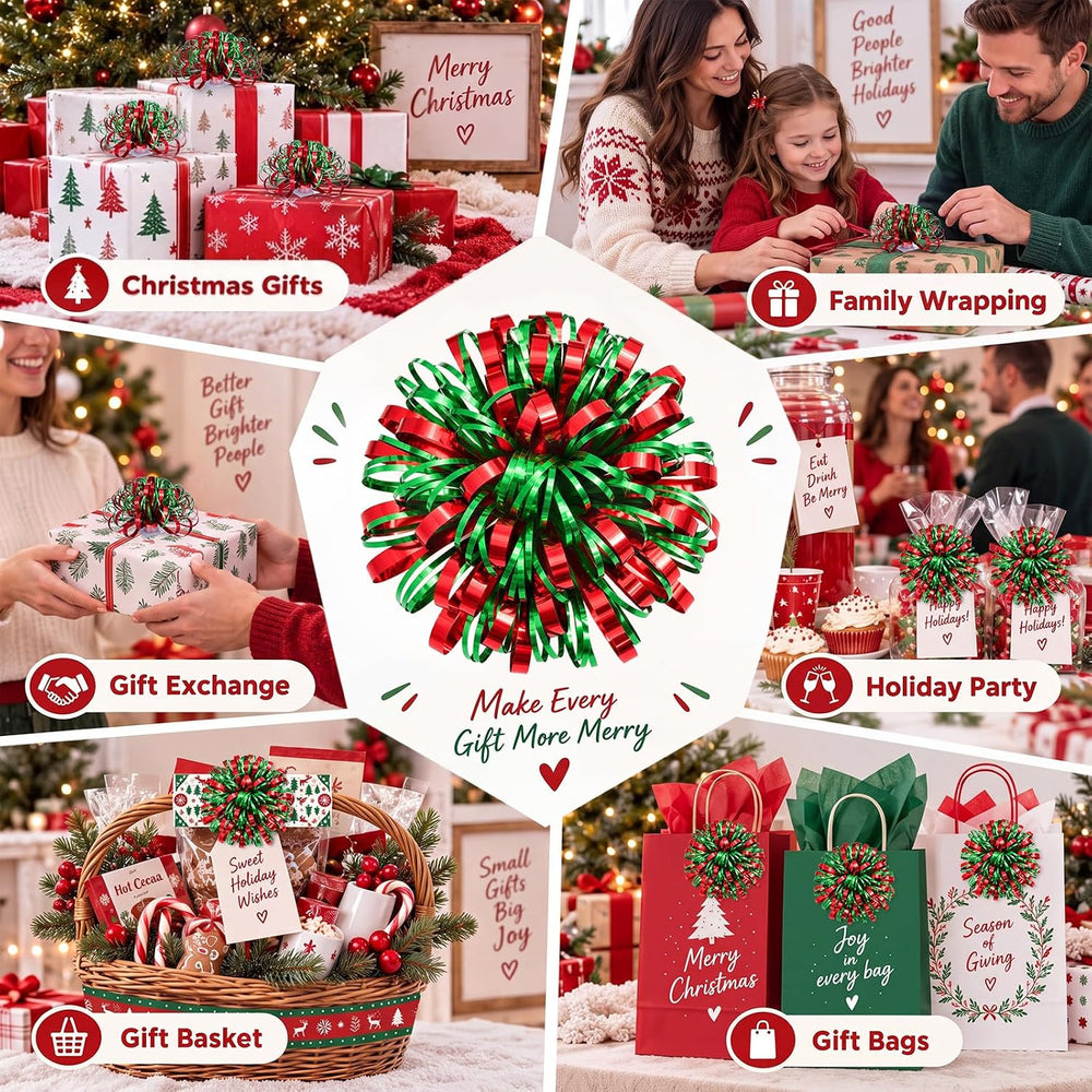 28 Pcs 4 Inches Christmas Gift Bows, Red, Green