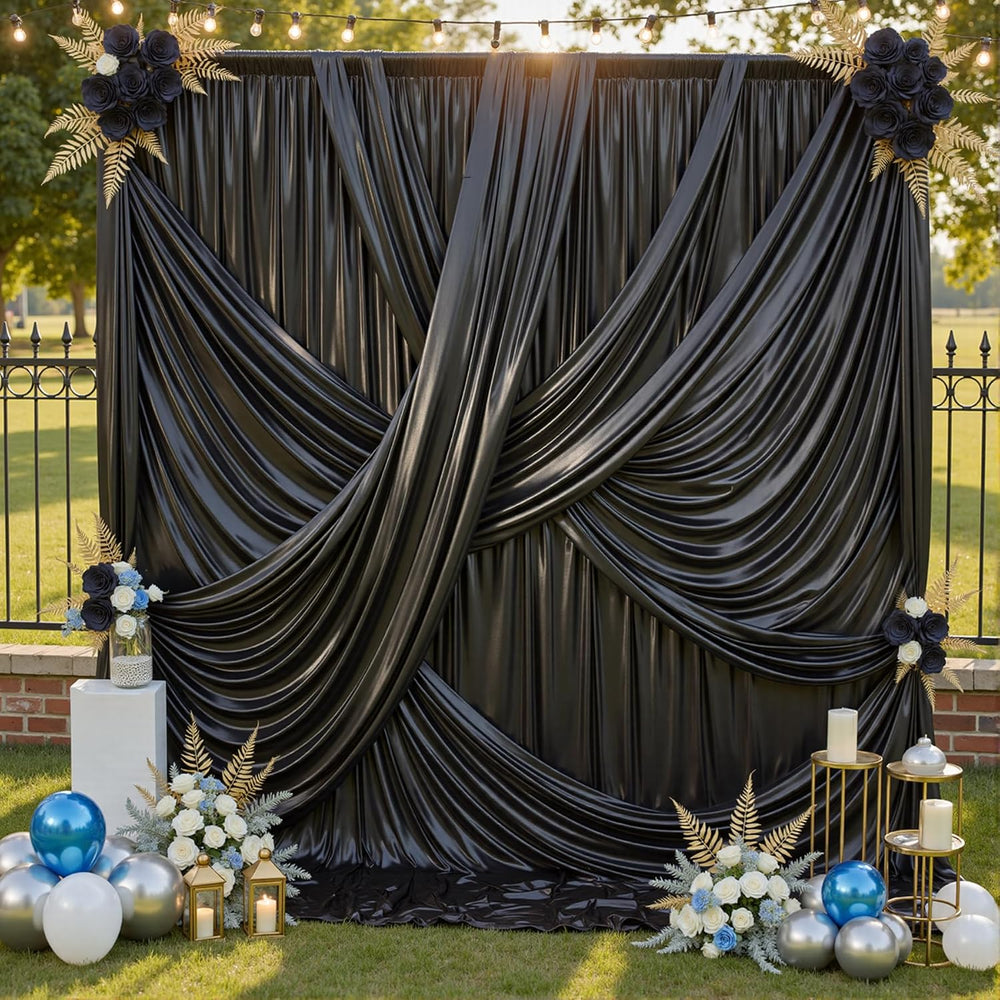 10x12FT Black Sequin Curtains Backdrop, Wrinkle Free Fabric for Halloween