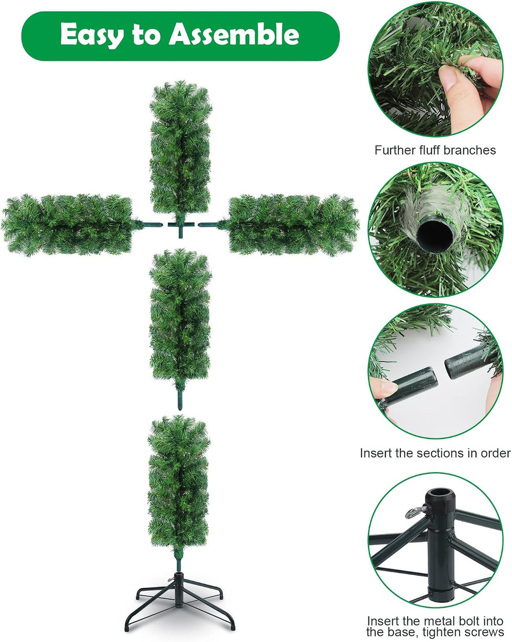 Leyndo 7.2 ft Cross Christmas Tree with Lights Prelit Artificial Xmas Tree