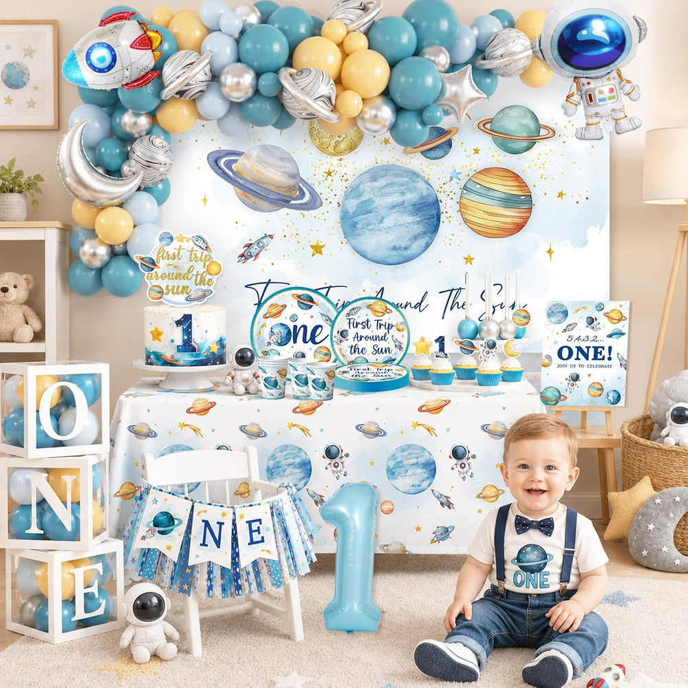 First Trip Around The Sun Decorations Boy, All-in-1 Space Themed 1st Birthday...