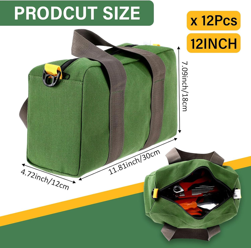 Shinylin 12 Pack 12" Small Tool Bags Bulk Heavy Duty Canvas Utility Bags