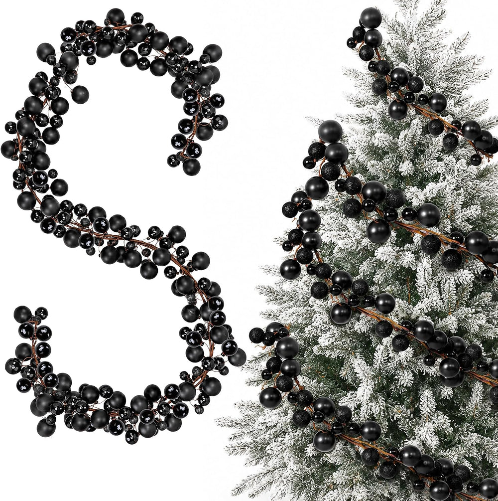 12ft Black Christmas Ball Garland Ornaments, Gothic Christmas Trees Garland
