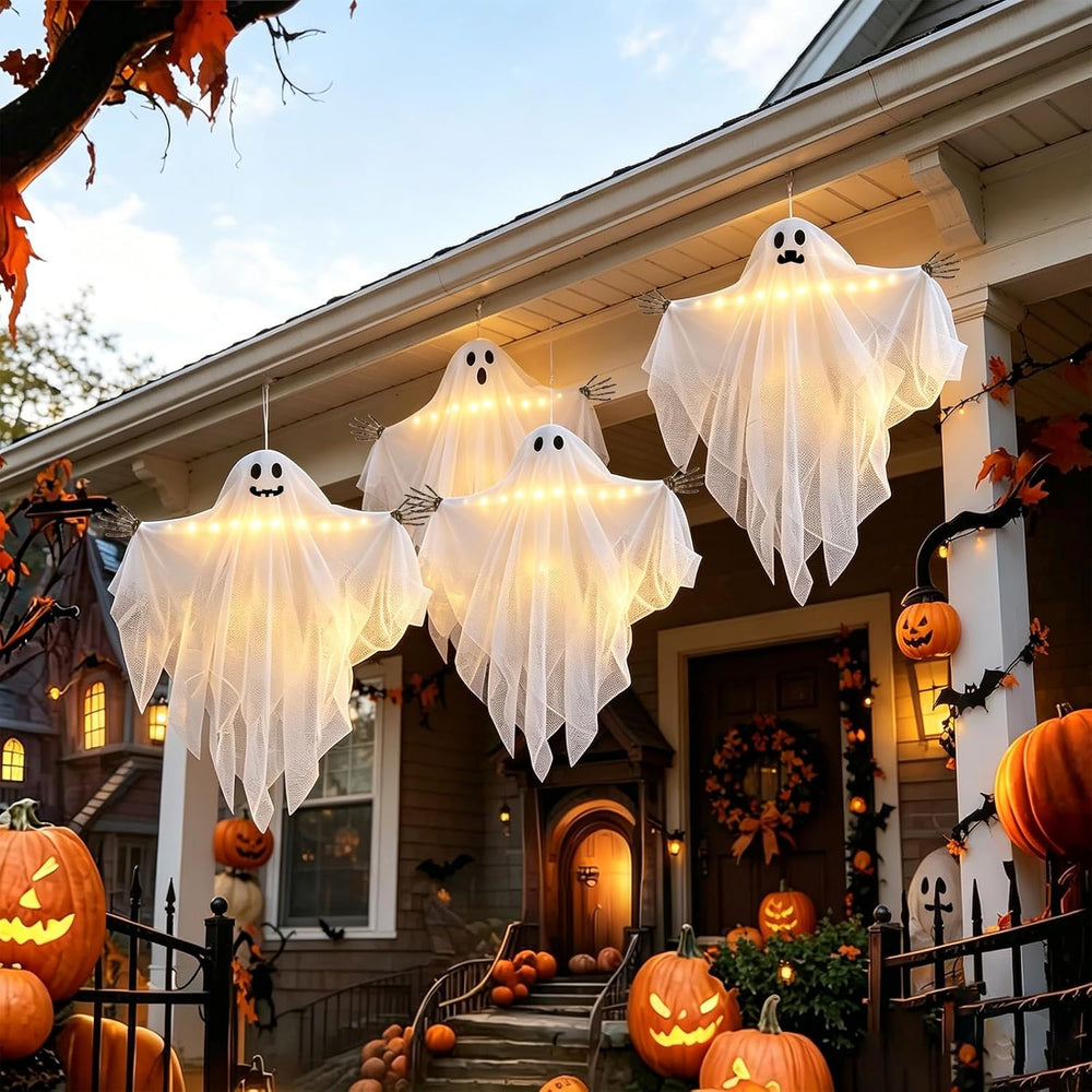 Halloween Decorations Outdoor 4 Pack 27.5" Light up Hanging Ghosts Decor