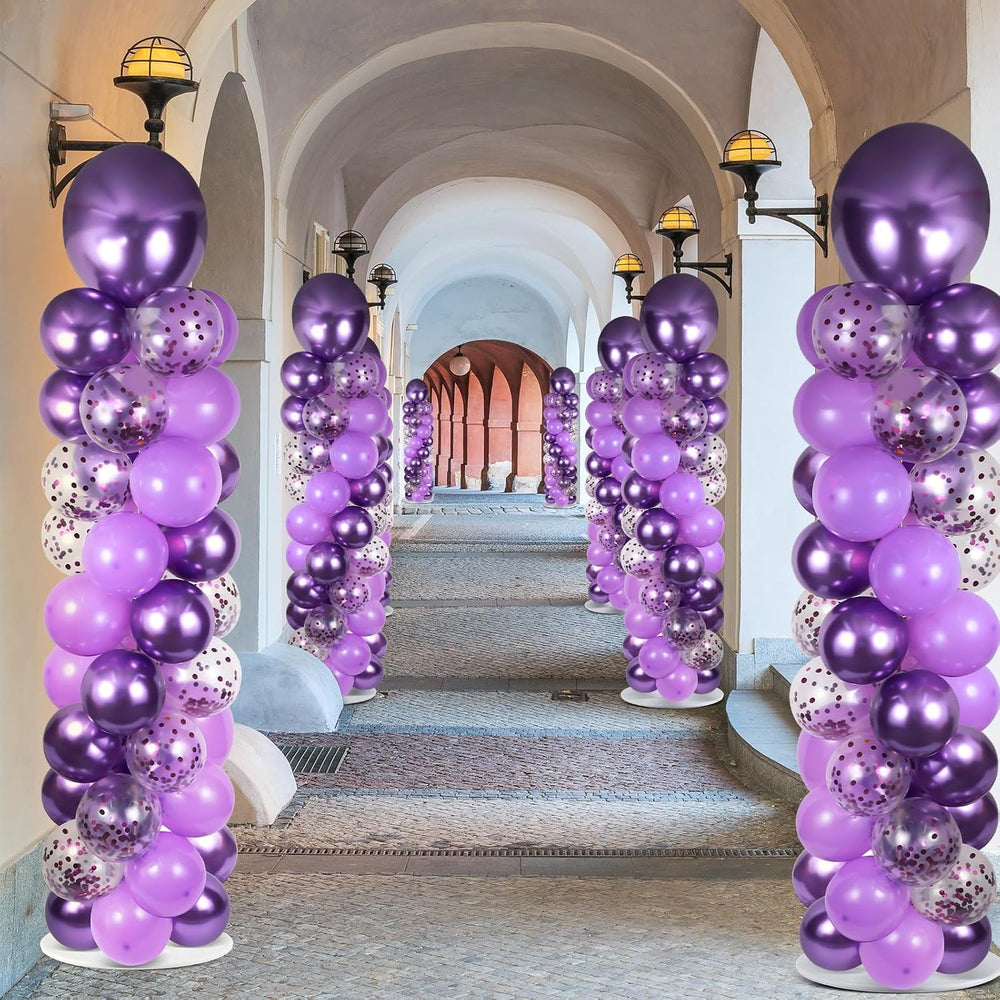 2 Sets Adjustable Balloon Column Stand Kit with Bases(Purple)