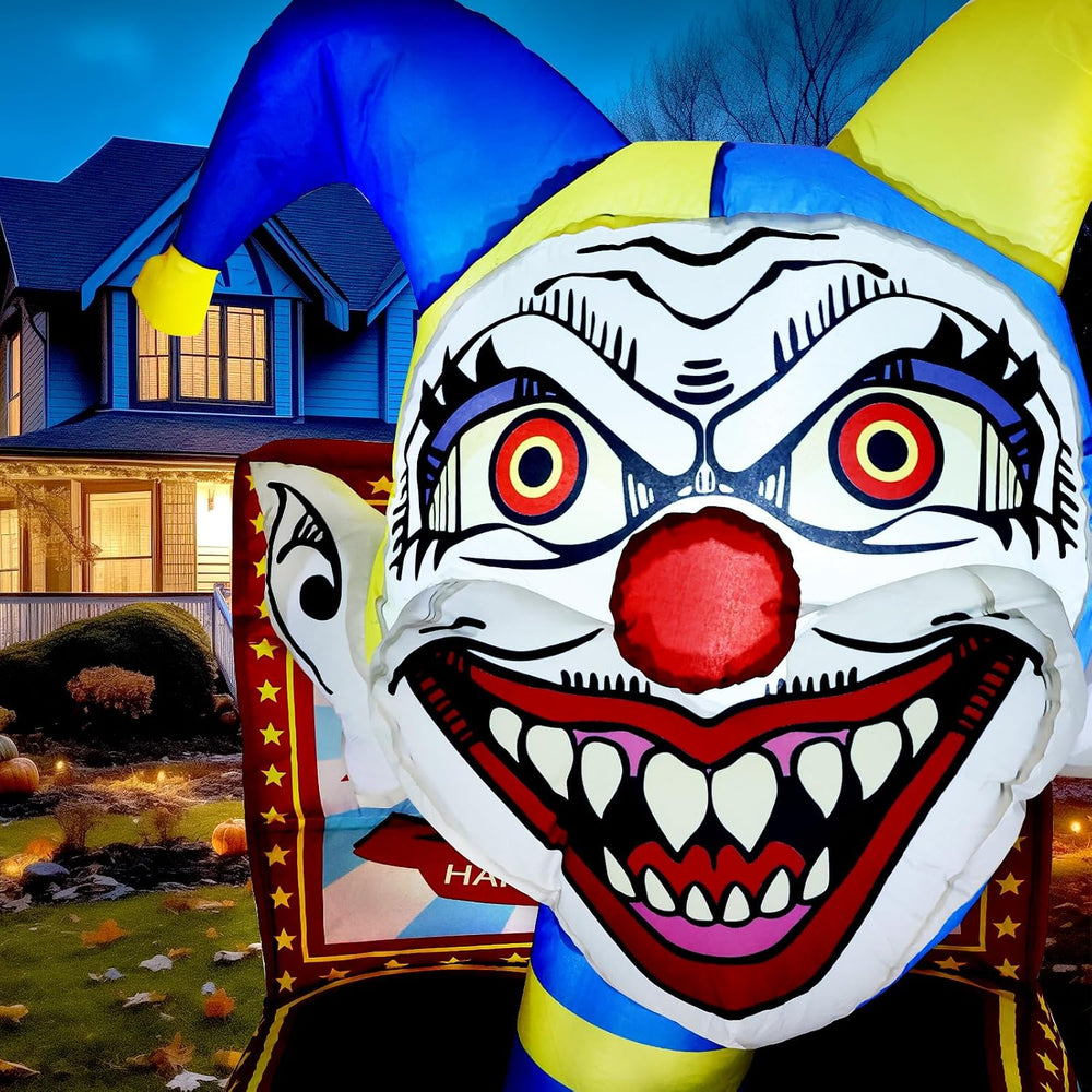WBHome 5 Ft Halloween Inflatable Circus Clown Box Outdoor Decorations, Blow U...