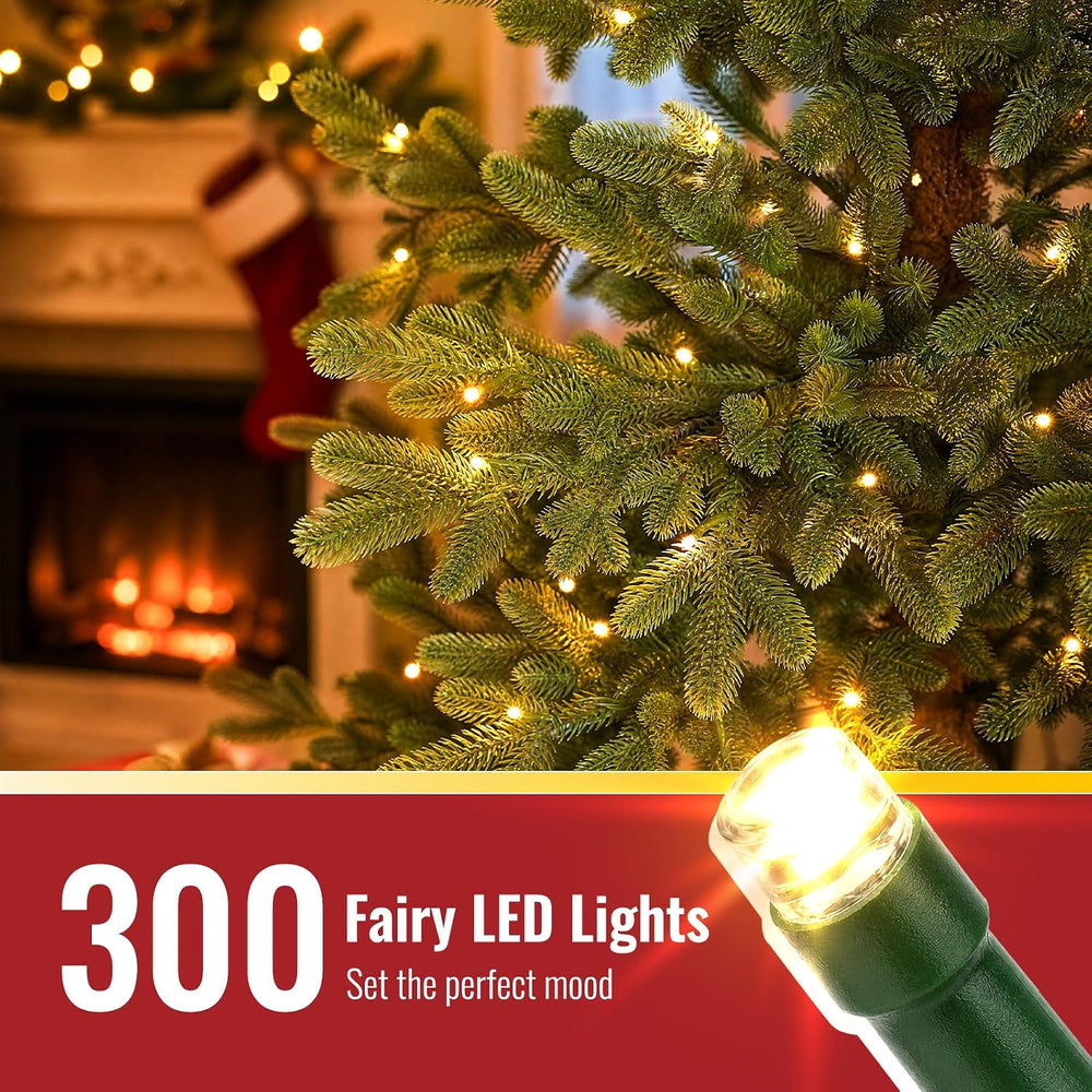 OasisCraft 7ft Alpine Fir Artificial Christmas Tree,300 LED Warm Lights Spars...