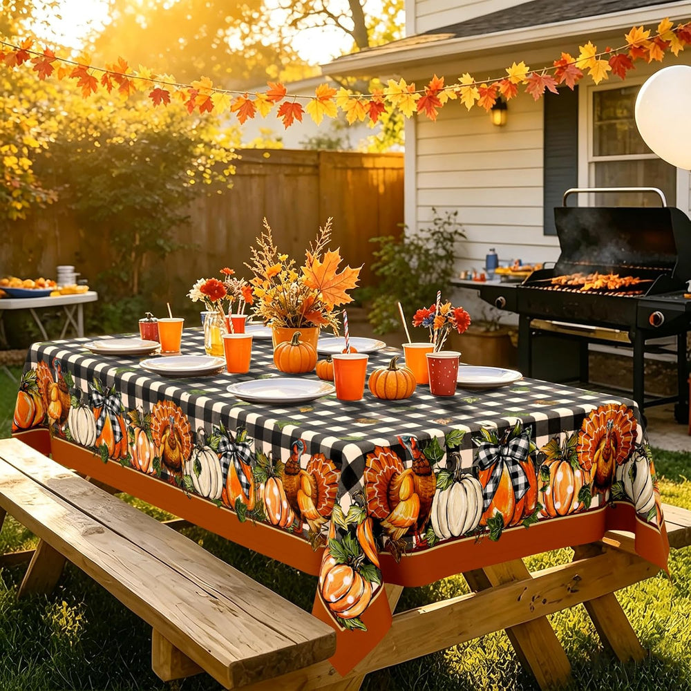 60"X120" Fall Thanksgiving Tablecloth, Water Resistant 140g Fabric ...