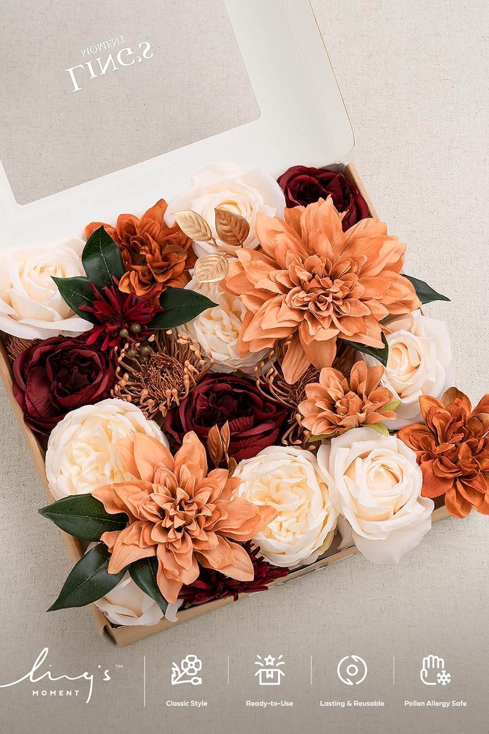 Ling's moment Artificial Wedding Fall Flowers Grand Combo, Terracotta
